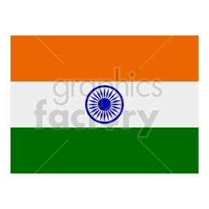 The image depicts the national flag of India, which consists of three horizontal bands of color: a deep saffron (kesari) at the top, white in the middle, and dark green at the bottom in equal proportion. In the center of the white band is a navy blue wheel which represents the Ashoka Chakra, a 24-spoke wheel that appears on the abacus of the Sarnath Lion Capital of Ashoka.