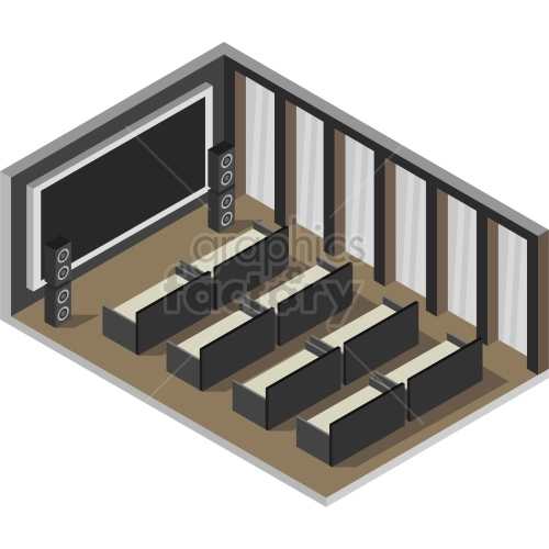 isometric theater room vector clipart