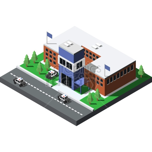 isometric police station vector clipart