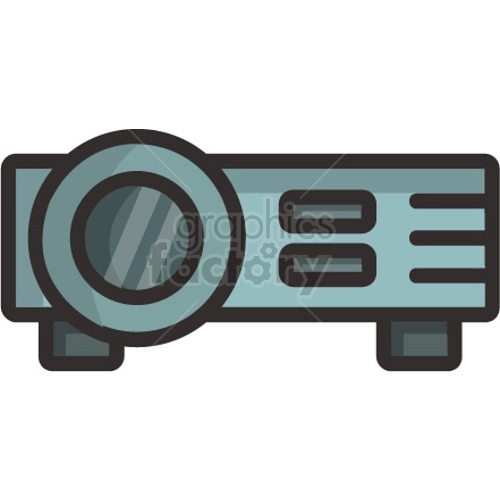 A clipart image of a digital projector with a lens and control buttons.