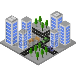 city office buildings isometric vector graphic