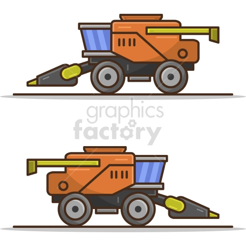 combine harvester vehicle vector graphic set