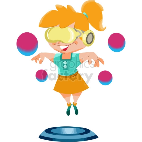 The clipart image shows a cartoon girl wearing a VR headset and holding gaming controllers while standing in a virtual reality world. This image depicts the concept of virtual reality gaming, which is a form of entertainment that involves creating immersive digital environments for users to interact with using specialized equipment like VR headsets and controllers. It also highlights the growing interest in the metaverse, a virtual universe where users can engage in various activities, such as socializing, gaming, and commerce. The use of AR (augmented reality) technology is not explicitly depicted in this particular image.