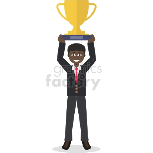 black person holding large trophy vector graphic