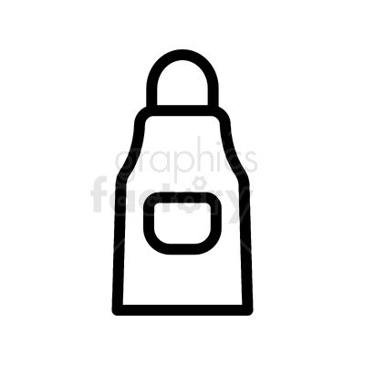 A black and white clipart image of a cooking apron.
