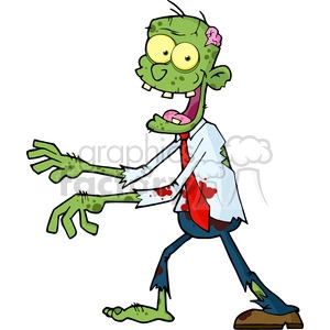 5076-Cartoon-Zombie-Walking-With-Hands-In-Front-Royalty-Free-RF-Clipart-Image