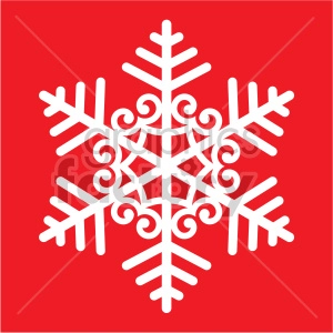 winter snowflake with spirals on red background vector clip art