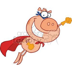 Funny Superhero Pig Cartoon