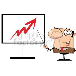 Cartoon Businessman Presenting Growth Chart