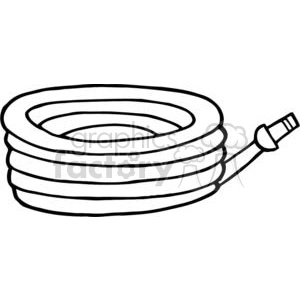 A black and white clipart image of a coiled garden hose.