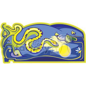 An abstract clipart image featuring a stylized snake with a vibrant, colorful design, likely representing the star sign of Scorpio or other astrological themes.