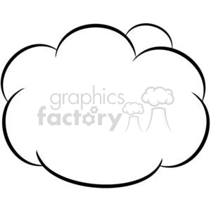 The image is a simple black and white clipart of a cloud. It is a stylized representation, commonly used in illustrations, graphics, and comic books to depict clouds in the sky.