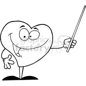 Funny Anthropomorphized Heart Character with Pointer