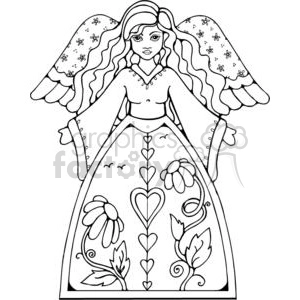 Angel Line Art – Heavenly Female Angel