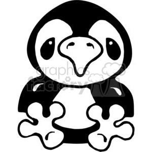 Cute Cartoon Penguin in Black and White