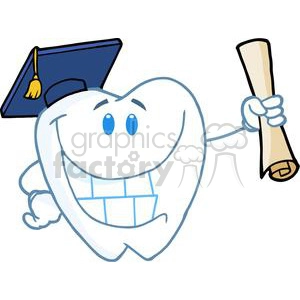 Graduate Tooth Character with Diploma - Dental Education Concept