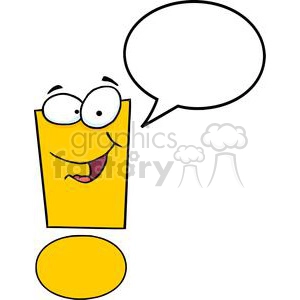 Funny Talking Exclamation Mark with Speech Bubble