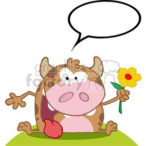 3794-Happy-Calf-Cartoon-Character-With-Flower
