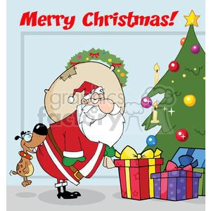 3866-Dog-Biting-A-Santa-Claus-Under-A-Christmas-Tree