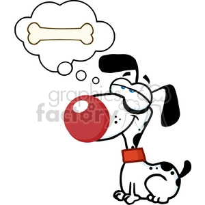 Funny Dreaming Dog with Bone Thought Bubble