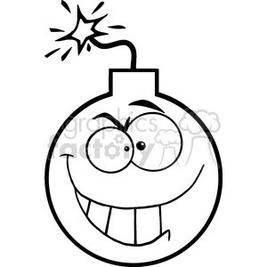 Clipart image of a bomb with an expressive face and a lit fuse.