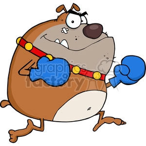 Funny Cartoon Boxer Dog with Boxing Gloves