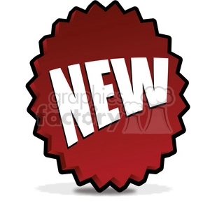 A clipart image of a red, starburst-shaped badge with the word 'NEW' in bold white letters.