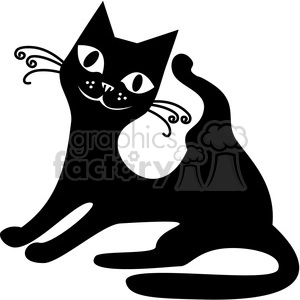 Black Cat Itching Illustration - Cute Feline Pet