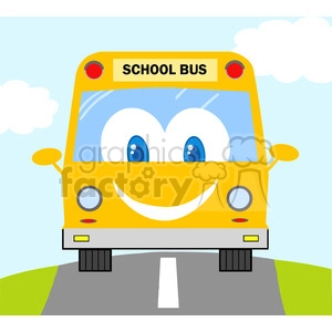 5057-Clipart-Illustration-of-School-Bus-Cartoon-Mascot-Character
