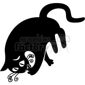Playful Black Cat Cartoon - Cute Feline