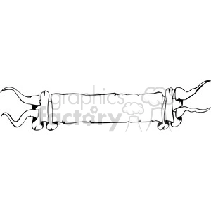 A black and white clipart image of an old scroll with curled edges and ornate ties at each end.