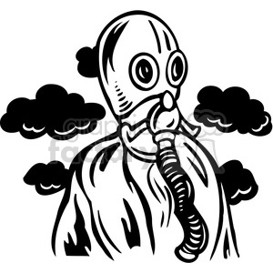person wearing gas mask