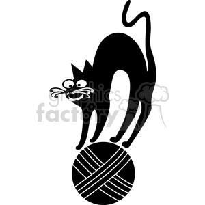 vector clip art illustration of black cat 025