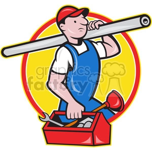 plumber carrying tube and toolbox