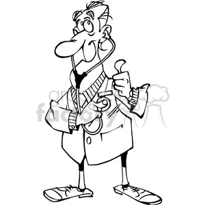 cartoon doctor in black and white