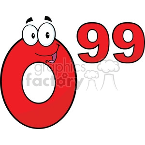 6705 Royalty Free Clip Art Price Tag Red Number 0-99 Cartoon Mascot Character