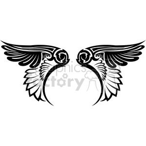 This clipart image features two stylized black wings facing each other. The wings have intricate feather details and abstract patterns. The overall design gives a sense of symmetry and elegance.