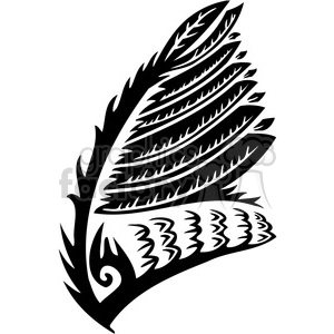 Intricate Feather in Black and White - Tribal Art Style