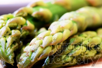 Close-up image of fresh green asparagus spears.