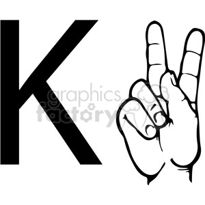 ASL sign language K clipart illustration worksheet
