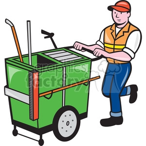 cleaner garbage cart push janitor shape