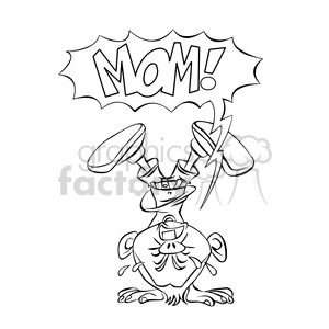 vector child stuck upside down crying for mom cartoon drawing