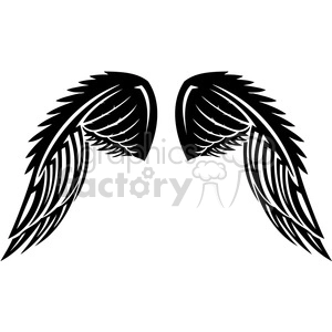 A clipart image of black tribal-style angel wings.