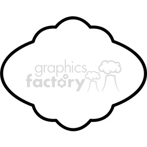 A black and white clipart image of a symmetrical, scalloped border, resembling a flower or a decorative frame outline.