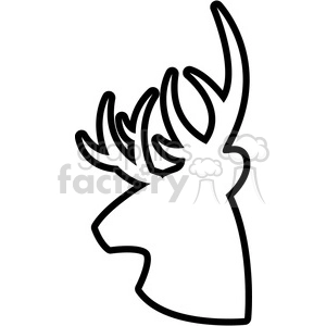 Deer Head Silhouette with Antlers - Black Outline