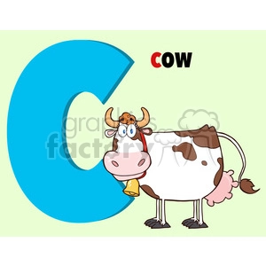 Illustration Funny Cartoon Alphabet C With Cow