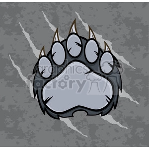 royalty free rf clipart illustration gray bear paw with claws vector illustration with scratches grunge background