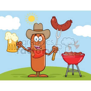 Racing Sausages Stock Clipart, Royalty-Free