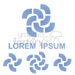 A clipart image featuring various interlocking blue geometric shapes and the text 'Lorem Ipsum'. These shapes resemble abstract logos or patterns.