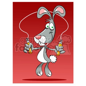 cartoon bunny mascot jumping rope